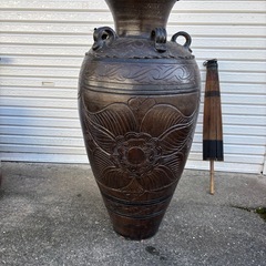 大型飾り壺　花瓶　花紋様　高さ約98cm 直接引き取り限定の画像
