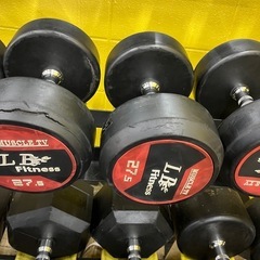 中古　27.5kgラバーダンベル2個の画像