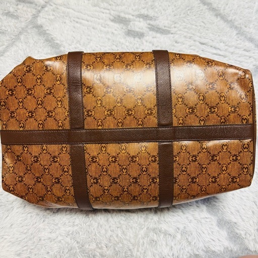 モラビト 牛革×PVCモノグラム ポーチ付　旅行　バック　ハンド　出張　ボストン
