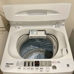 Hisense 全自動洗濯機 5.5kg / ホワイト / 3年使用 / コンパクトサイズ【値下げ応相談】の画像