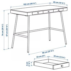 【新品・未組立】IKEA LILLÅSEN リルオーセン デスク／机／テーブル 竹 102×49cmの画像