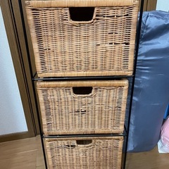 値下げ可🙆🏻‍♀️ラタン 収納棚 引き出しの画像