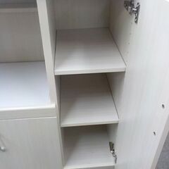 キッチンボード 幅80㎝ ミドルレンジボード 木目調 ベージュ系 キッチン収納 食器棚  西岡店の画像