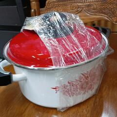 【昭和レトロ】象印　ホ－ロ－花柄両手鍋の画像