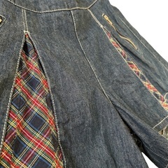 デニム ボトムス　チェック柄　150の画像
