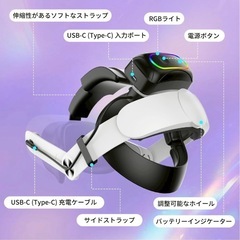 VR ヘッドストラップ 磁気バッテリー付き ストラップ 顔の圧迫感なしの画像
