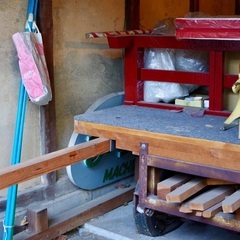 【無償譲渡】お祭りの地車　山車　屋台　移動舞台（紅蘭・タイヤ付）の画像