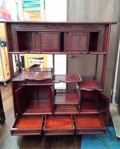 ☆北九州、福岡市周辺配送可【李朝家具】飾り棚 唐木 ビンテージ 収納