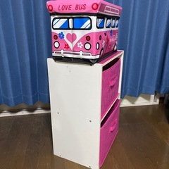 2段ボックス ショッキングピンク 子ども部屋収納 の画像