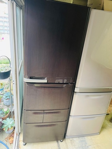ファミリー用　401L 三菱　大型冷蔵庫 木目調　ブラウン