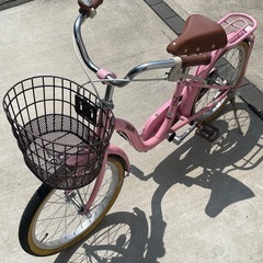 18インチ子供用自転車ピンクの画像