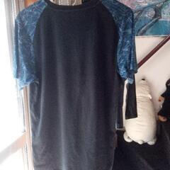 冷感Tシャツ　across stage ラグランスリーブ 黒/青　Ｌサイズの画像
