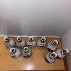 GYP0906 九谷焼　徳利　9本セット　だるま　扇の画像