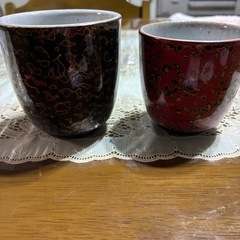 津軽塗り　夫婦湯呑み茶碗の画像