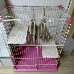 リッチェル　猫用　2段　ゲージ　ピンクの画像