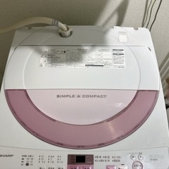 SHARP シャープ　洗濯機 容量6.0kg  2016年製の画像