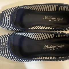Padourouge オープントゥ　ストライプ柄パンプス 24ー24.5cmの画像