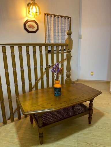 三越　ブルージュ　アンティーク　ローテーブル　ラタン　レトロ　ヴィンテージ