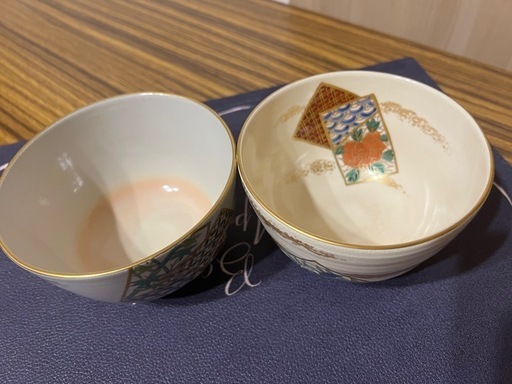 和柄 金彩 伝統工芸　茶碗　2つ 約直径12.5cm 高さ7cm