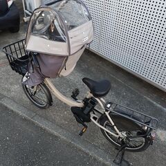 【新品同様】YAMAHA PAS Babby un SP PA20BSPR 2023年 バッテリー15.4Ah マットグレイッシュベージュ ヤマハ フロントチャイルドシート レインカバー付 電動アシスト自転車 パス バビー アンの画像