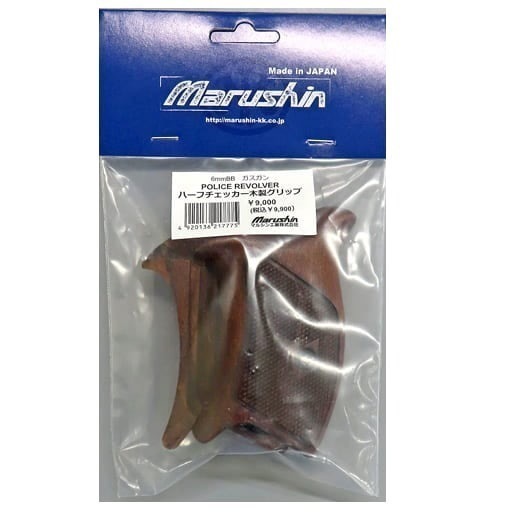 ［新品］マルシン ポリスリボルバー 木製グリップ ハーフチェッカー(茶) ウッドグリップ 検)ガスガン ニューナンブM60 J-Police M360J SAKURA