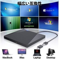 V-supre 外付けDVDドライブ CD/DVDドライブ USB 3.0 / Type-C（未使用）の画像