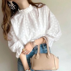 classicalelf 2way花柄刺繍ブラウス　ホワイトの画像