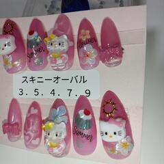 夏 キティちゃん ハイビスカス ゼリー リボン ハート ネイルチップの画像