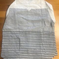 未使用品 レディース 婦人服 シャツ 4Lサイズ ホワイト×ネイビー 七分袖 / 紺色 ゆったりサイズの画像