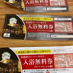 仙台　汗蒸幕の湯　入浴無料券３枚セット