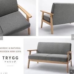 【組立済】RASIKソファ2P『TRYGG トゥリッグ』アーバングレーの画像