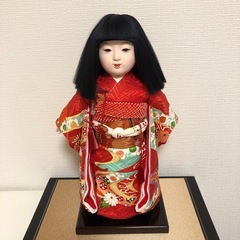 元賀章介作 10号(尺二) 着尺 別染め 流水に花 京友禅 市松人形 越前塗台の画像