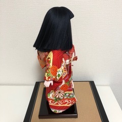 元賀章介作 10号(尺二) 着尺 別染め 流水に花 京友禅 市松人形 越前塗台の画像