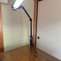 デスク、チェアー、照明の画像