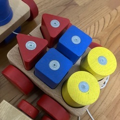 木製 マグネットブロック＆クレーンカーセット 知育玩具 中古の画像