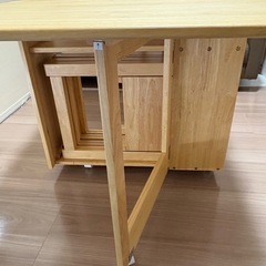 LOWYA】折りたたみダイニングテーブル ナチュラル系 4人用 収納付き