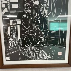大黒天 切り絵 モノクロ 額縁付き インテリア コレクション 切り絵額 飾り 装飾 和室 七福神 縁起物 Y2171の画像