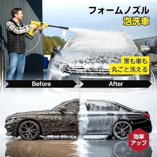 【新品未使用】高圧洗浄機 コードレス 充電式 バッテリー式 洗車機 20000mAh 軽量