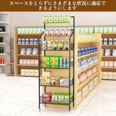 ✨新品・未使用✨ ブラック ワイヤーディスプレイラック（4段／キャスター付き）の画像