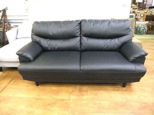 ニトリ ソファ 合皮 幅178×奥82×高84 ブラック 長椅子 オットマン付き 黒 ソファー 札幌市厚別区 厚別店 ニトリ ソファ 合皮 幅178×奥82×高84 ブラック 長椅子 オットマン付き