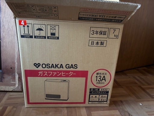 大阪ガス（リンナイ）ガスファンヒーター 140-9432 13A WHITE ガスファンヒーター（都市ガス13A用 木造7畳/コンクリート9畳