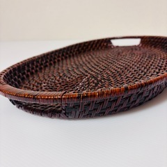 お盆 天然竹・藤 由布工房　未使用保管品の画像