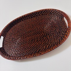 お盆 天然竹・藤 由布工房　未使用保管品の画像