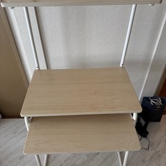 山善　パソコンデスク　GHP-65HC（キャスター・説明書無、上棚バーやや歪みあり）　の画像