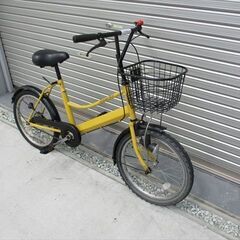E479★　7500円★　ミニベロ中古自転車 アサヒ　イエロー　カゴ付き【20インチ 】の画像