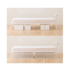 【シングルマット・別売り引き出し2個付きパイプベット】ニトリSフレーム バジーナC-STN WH シングルの画像