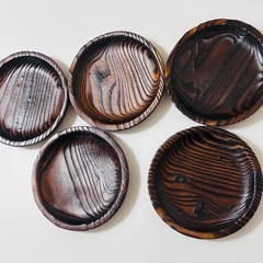 焼杉 出羽杉　小皿 5枚 未使用保管品の画像