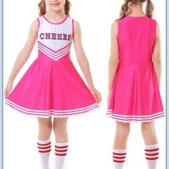 【新品】チアリーディング ダンス 衣装 ピンク 女の子 キッズ チアダン ワンピースの画像