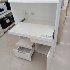 リユースのサカイ栃木店★ジモティ割あり★ NITORI レンジ台 ホワイト W80×D42.3×H115.5 クリーニング済み TC10578の画像