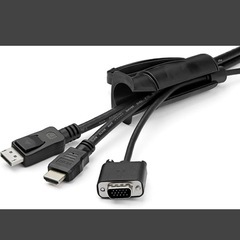 StarTech.com ケーブルまとめ スパイラルチューブ 2.5m 直径45mm ケーブル挿入具付属 CMSCOILED4 黒 ブラック 配線隠し 配線カバーの画像